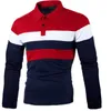 Męska koszula Polos Spring Polo dla mężczyzn Modna moda z długich rękawów Sportswear Sport Casual Striped Polo Homme Lapel Tops Ubrania My906 231205