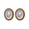 Boucles d'oreilles pendantes de forme ovale, clous de perles texturés, bijoux mignons Vintage pour femmes