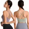 LL Zitronen Cross-Gurte Schockproof 1U-BH Yoga Outfit Running Fitnesssport Tanktop Free Wide Hem Push Up Workout