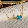 Ожерелья с подвесками JHSL, массивное ожерелье с овальным бирюзовым камнем для женщин, модные ювелирные изделия из нержавеющей стали, поступление 2023