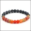 Charm Armbänder Stein Chakra Armband Verwitterung Achat Heilung Männer Frauen Schmuck Elastische Perle Drop Lieferung Dhthk