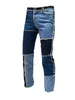 Jeans pour hommes Hip Hop Hommes Patchwork Frangé Midrise Pantalon évasé à jambe droite Vintage Casual Baggy Pantalon Denim Bleu Streetwear 231204