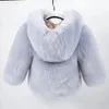 Chaquetas para niños Abrigos con capucha de piel sintética Otoño Invierno Niños Imitación Rex Conejo Niños Niñas Cálido Moda Outwear 231204