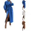 Giubbotti da donna 2023 Donna Inverno Solido Cappotto lungo caldo Risvolto Giacca in lana Outwear Addensare Business Trendy Soprabito