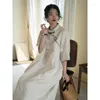 Ubranie etniczne 2 kolory kobiety lato tradycyjne bawełniane cheongsam vintage luźne sukienki A-line haft szczupły sukienki plus size s do 4xl