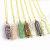 Natural stone Pendant With Necklace 65 styles Arts Hexagonal prism Bullet Quartz Point Healing Crystals Chakra charm Exquisite Jewelry
