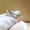 Trouwringen Kruis 10K Goud 4mm Lab Diamond Ring 925 sterling zilveren Verlovingsband voor Vrouwen mannen Party drop Sieraden 231205