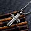 Collier Vintage Double Hip Hop croix pour hommes, pendentif de haute qualité, chaîne O dorée, en titane et acier, bijoux 2266