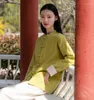 여성용 블라우스 숙녀 흰색 면화 린넨 셔츠 레트로 중국 민족 라미 전통 여성 버튼 업 스탠드 칼라 타이치 유니폼