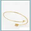 Braccialetti con ciondoli Bracciale rigido con polsino a forma di freccia in oro Sier per le donne Braccialetti all'ingrosso di gioielleria raffinata Consegna di goccia Dh4Uc