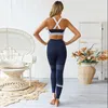 Yoga Outfit Femmes Mini Crop Top et pantalon Set Summer Fashion Taille haute rayé Deux pièces Ensembles Casual Sport Fitness Survêtements Jogging