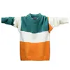 Pulls pour hommes Hommes Casual Knitwear Colorblock Pull tricoté avec col rond à manches longues épais pull élastique pour automne hiver mi