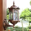 Luminária de parede externa antiga, lanterna de vidro de alumínio, lâmpada de jardim ao ar livre Y200109289J