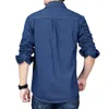 Homens Casuais Camisas Thintenda Homens Camisa Marca 2023 Masculino Manga Longa Sólida Denim Slim Fit Mens Jeans Chemise Homme