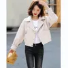 Kvinnorjackor Spring Autumn Coat Versatile Pu Black Leather Fashion Motorcykeljacka Slim Top 80s Clothes Vintage Korean