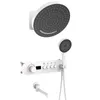 Wall Mount Rain Waterfall Shower System Bathroom Thermostatic Digital Display Shower Set White With Swinging Water Spout