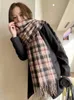 Bufandas Imitación Cashmere Mujeres Bufanda Invierno Preppy Estilo Vintage Plaid Scarve Pashmina Mujer Foulard Manta Wrap Shawl Pareo 231205