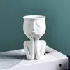 Stile nordric umano think face ceramica domestica piante da casa vaso di vaso fioriera decorazione da tavolo y03142628