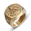Ätherische handgemachte Männer Freimaurer Ringe Edelstahl Gold Ring Farbe Ringe für Herren neue klassische Hip Hop masons238W
