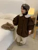 Giacche Cappotto per bambini 2023 Camicetta da ragazza con maniche in pizzo ispessito in cotone straniero avanzato in stile coreano invernale