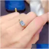 Cluster Rings 5Mm 7Mm Vvs Grade Natural Topaz Ring For Daily Wear 0.8Ct Emerald Cut Light Blue Sier Gift Woman Drop Delivery Jewelry Dhzyx