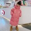 Piumino 3-12 anni Piumino invernale per ragazze stile lungo Tinta unita Moda Parka Cappotto con cerniera Capispalla Regalo di compleanno Abbigliamento per bambini Q231205