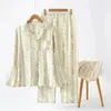 女性用スリープウェアコットンパンツピース2023年秋の袖の家具2クレープホームセットパジャマ春の女性と