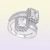 Sparkling Ins Top Sell trouwringen eenvoudige mode -sieraden 925 Sterling Silver T Princess Cut White Topaz CZ Diamond Gemstones PA2774415