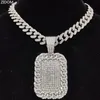 Anhänger Halsketten Männer Hip Hop Iced Out Bling Dog Tag Halskette mit 13mm Breite Kubanische Kette Hiphop Mode Charme schmuckPendant261x