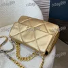 Bolso de hombro de lujo de gran capacidad para mujer con solapa 19 Bolso de diseñador cruzado Bolso de tendencia Maleta acolchada con cadena Matelasse de cuero Sacoche clásico para exteriores 25x19 CM