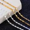 2mm Smooth Flat Chains Necklace Fashion Women 18K Gold Plated Chain for Men 925 Silver Plated Chains Necklaces Gifts DIY Jewelry A343M