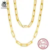 ORSA JEWELS 14K Gold Plated Genuine 925 Sterling Silver Paperclip Neck Chain 6 9 3 12mm Link Necklace for Men Women Jewelry SC39 22321