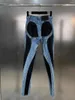 Jeans da donna Autunno 2023 Piedi piccoli Gambe strette Pantaloni dal design nero con cuciture in denim sottile