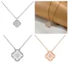 Four Leaf Clover Necklace with diamond Designer Jewelry Set Frivole Pendant Necklaces Bracelet Stud Earring Gold Silver Flower Nec270F