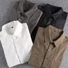 Camisas casuais masculinas camisa de carga vintage outono lavagem tecido cor sólida moda