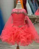 Cupcake-Festzugkleid für kleine Mädchen, Kristallumhang, Rüschen, Glitzer, für Babys, Kinder, Spaß, Mode, Laufsteg, Drama, Geburtstag, Cocktailparty, Kleinkind, Kleinkind, formelles Kleid, National Coral