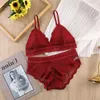 Sexy Set Women's bra set seamless lace lingerie women's Bralette sexy lingerie deep V-neck bra and underwear set backless intimate 231205