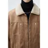 Jaquetas masculinas de lã de cordeiro curta jaqueta quente inverno casual casaco acolchoado com lã