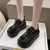 Dress Shoes Women Casual 7.5CM Height Increased PU Leather Chunky Thick Bottom Sneakers Pumps Platform Flats Vulcanized