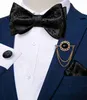 Abotoaduras Preto Floral Sólido Auto Gravata Gravata Borboleta Homens Moda Borboleta Seda Formal Festa de Casamento Bowtie Lenço Conjunto DiBanGu R231205