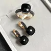Halsbandörhängen Set 2st/Set 10.6mm Classic Ring Inlay Black Zircon Gun Plated Square Crystal Jewelry Nudo Drops