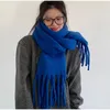 Scarves Solid Color Mohair Scarf Winter Thickened Warm Scarf for Women Fluffy and Soft Shawl Simple Large Shawl Scarf Accessories 231205