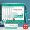 Dental Nici Niciera smakowe Plastikowe wykałaczki z nitką Flosser Zbiera przenośne pudełko do przechowywania 600pcs 231204