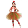 Girl Dresses Little Girls Christmas Santa Dress With Cape Tutu Skirt Sleeveless Fluffy Cosplay Red Stage