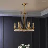 Hanglampen Amerikaans Messing Kristal Luxe Restaurant Eetkamer Hanglamp Voor Plafond Slaapkamer Home Decor Glans Lamparas