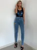Kvinnors jeans mode sexig rippad hög midja elastisk smal passform tunna smala passformar beskurna pennbyxor