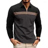 Homens camisetas Outono Inverno Lapela Patchwork T-shirt Moda Urbana Casual All-Match Manga Longa Qualidade Premium Básica Pulôveres Diários