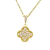Halskette Designer-Halsketten-Set mit Zirkon-Titanstahl-Goldklee-Halskette Minimalistische Schlüsselbein-Halskette für Damen
