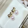 2209106 Diamondbox -Jewelry Earrings Earrings ear Studs Pearl Sterling 925 Silver Bow Knot Ribbon Akoya 7-8 mmラウンドペンダントチャームギフトIDE2618