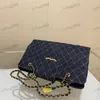 Bolsa de compras Bolsa jeans 35 cm elegante bolsa de ombro feminina diamante bordado clássico grande logotipo bolsa de luxo pequena pingente matelassê bolsa nas axilas bolsas de aeroporto de viagem